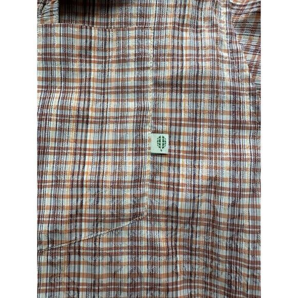 ExOfficio Mens Short Sleeve Button Down Shirt Orange Plaid Size Large - Picture 3 of 6